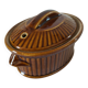 Small vintage oval terrine in caramel ceramic