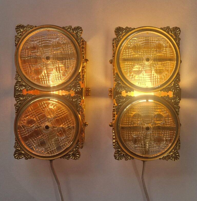 Pair of Midcentury Very Rare Wall Lamps M. P. R., Sweden, 1960s