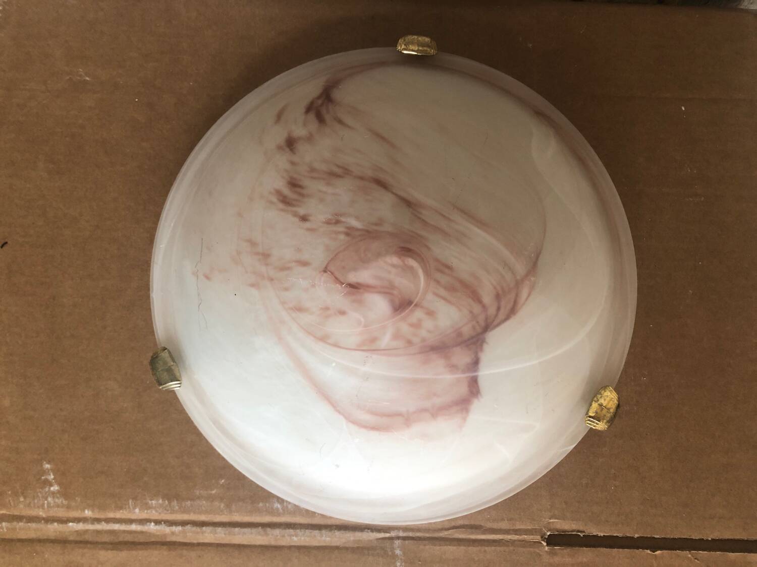 Old Glass Wall Lamp + Vintage Metal Support #A711