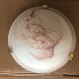 Old Glass Wall Lamp + Vintage Metal Support #A711