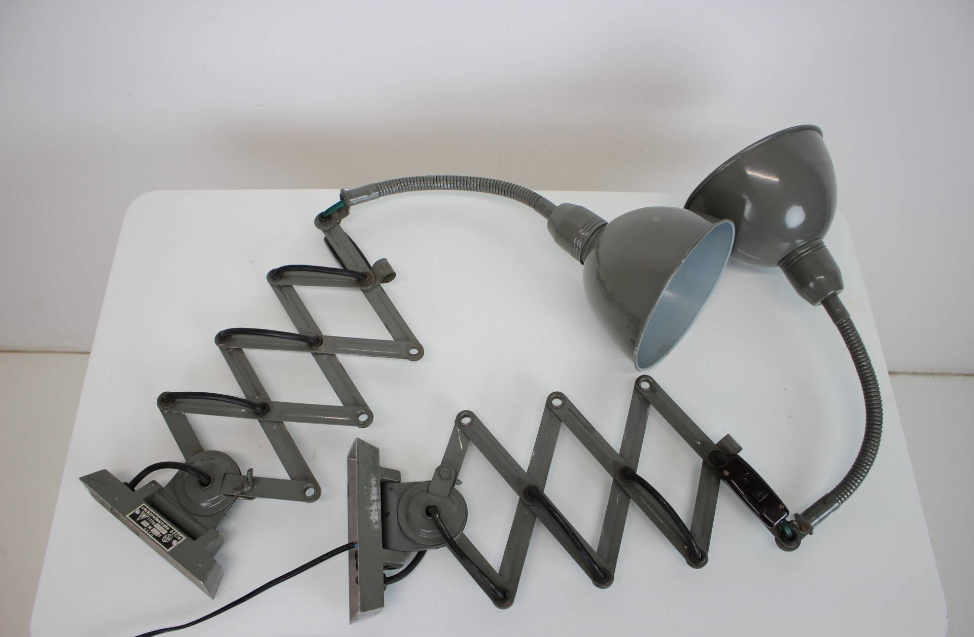 Set of Two Adjustable Industrial Wall Lamps, 1950's, Czechoslovakia