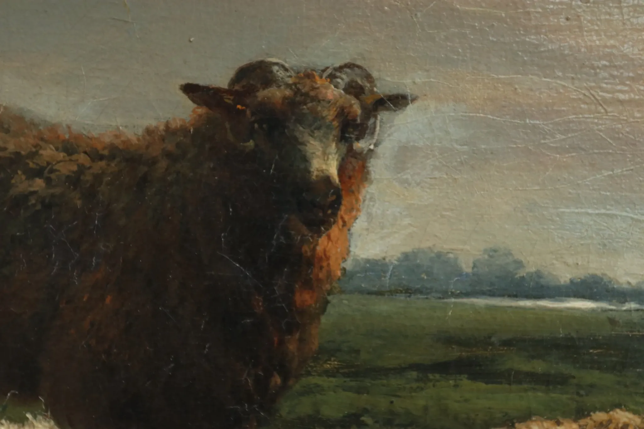 Frans Lebret – Evening landscape with resting sheep – circa 1875
