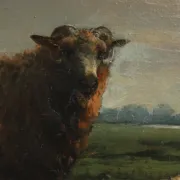 Frans Lebret – Evening landscape with resting sheep – circa 1875