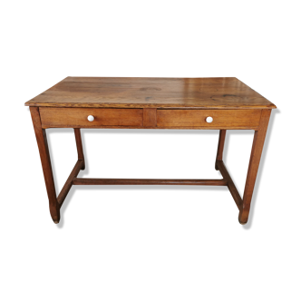 Table in raw oak, countryside.