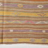 5x6 Soft Yellow & Purple Turkish Kilim, 168x135