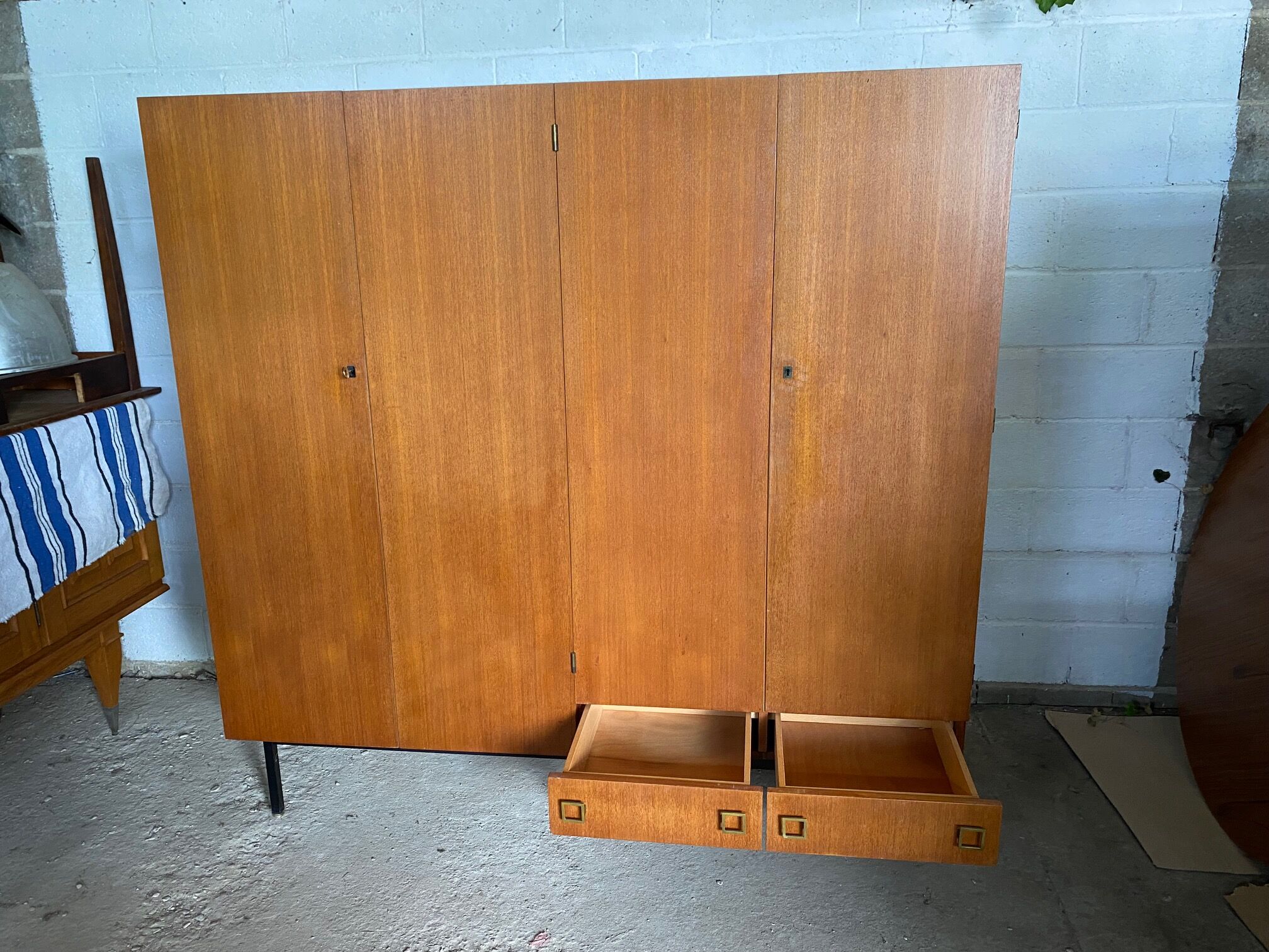 Scandinavian teak wardrobe storage cabinet 60s