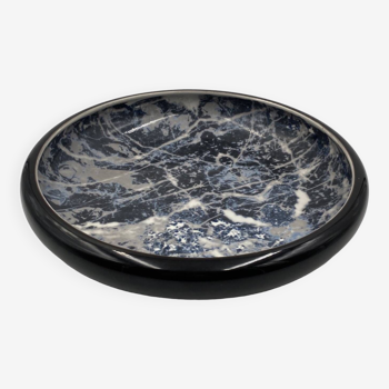 Alvino Bagni, black marbled ceramic centerpiece / vide poche, ca. 1970