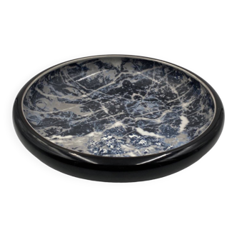 Alvino Bagni, black marbled ceramic centerpiece / vide poche, ca. 1970