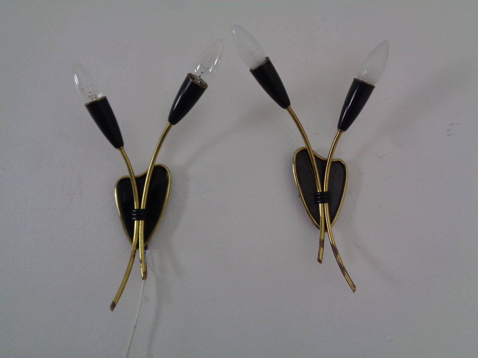 Mid-Century Modern German Wall Lamps, 1950s, Set of 2