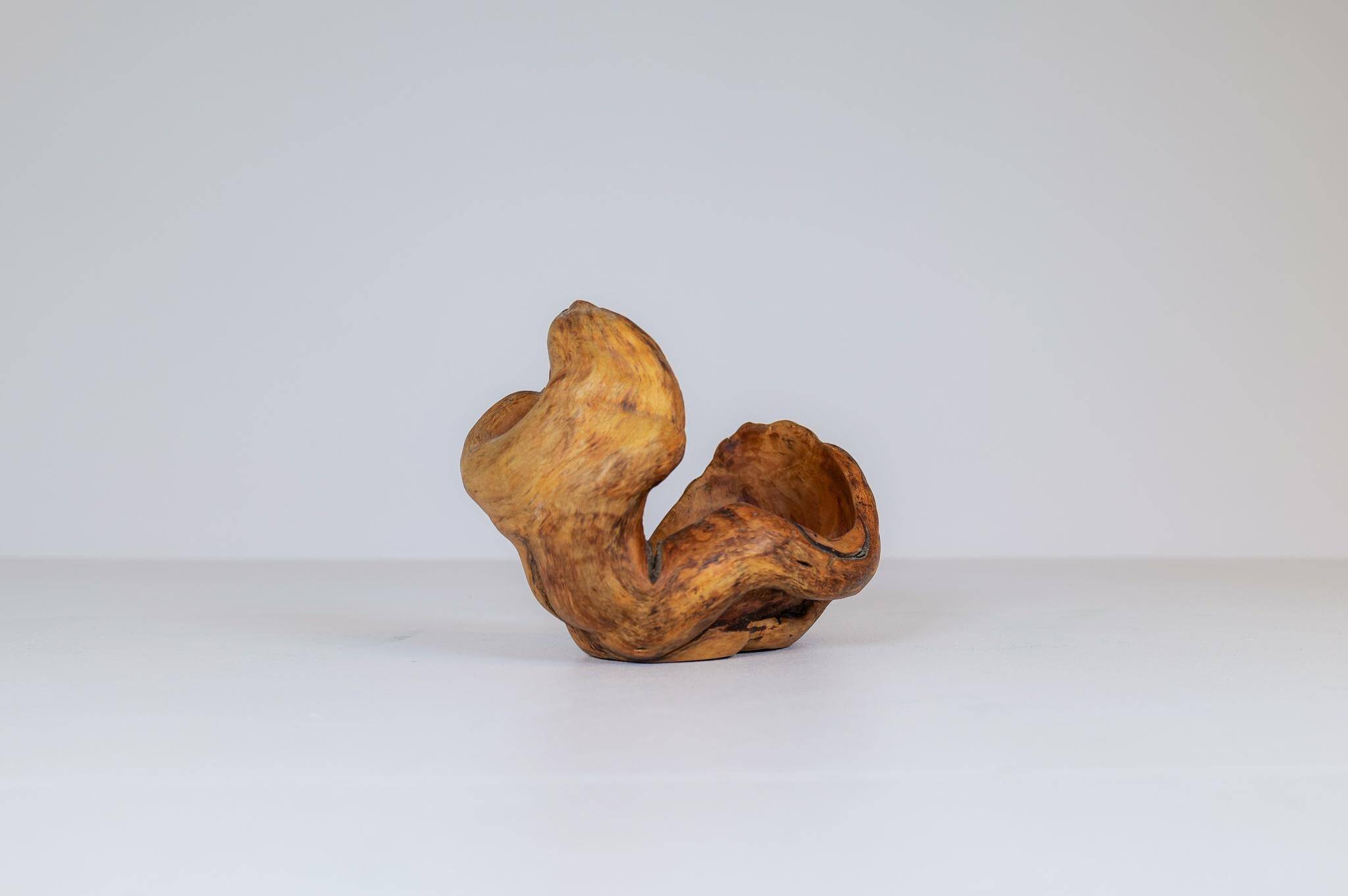 Organic birch wood bowl of Swedish folk art, from the 1960s.