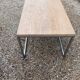 Solid wood living room coffee table with patinated metal legs