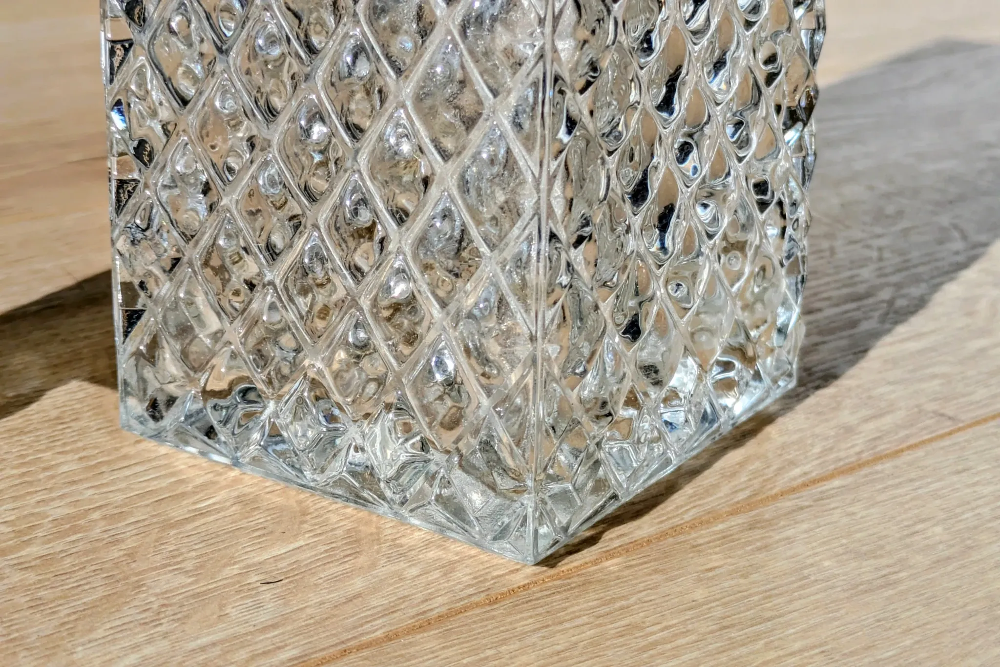 Square Whisky Carafe with Diamond Point Decoration in Moulded-Cut Glass