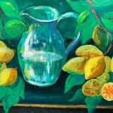 Still life painting, lemonade, signed
