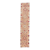Tapis couloir vintage orange géométrique turc noué à la main 77x390 cm