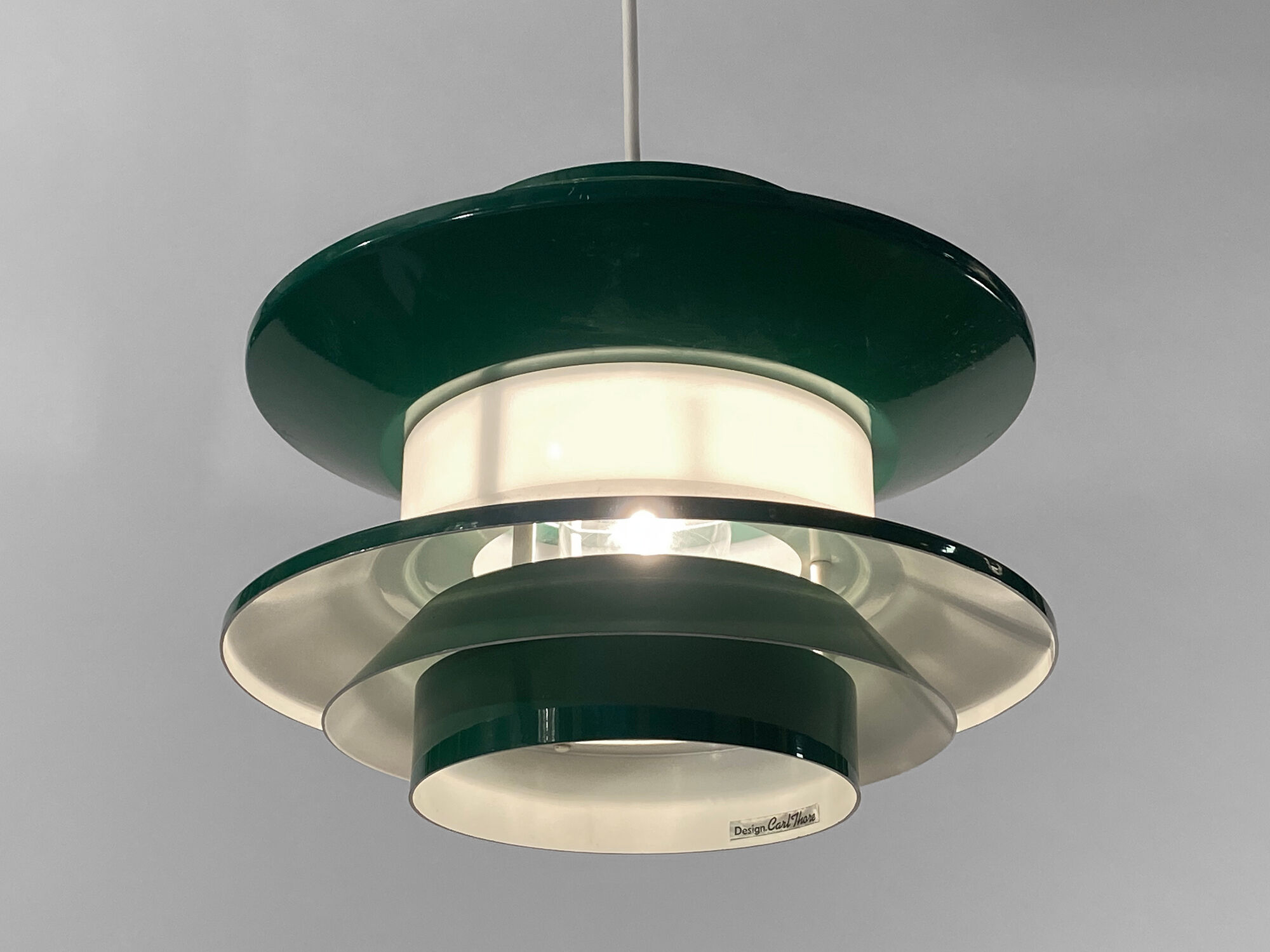 Pendant light "Trava" green version by Carl Thore for Granhaga Metallindustri. Sweden 1970s