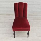 Set of 4 dinning chairs, oak wood, cherry-red velour, 1950s, danish design