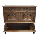 Early 20th century Breton oak serving trolley with a marble top