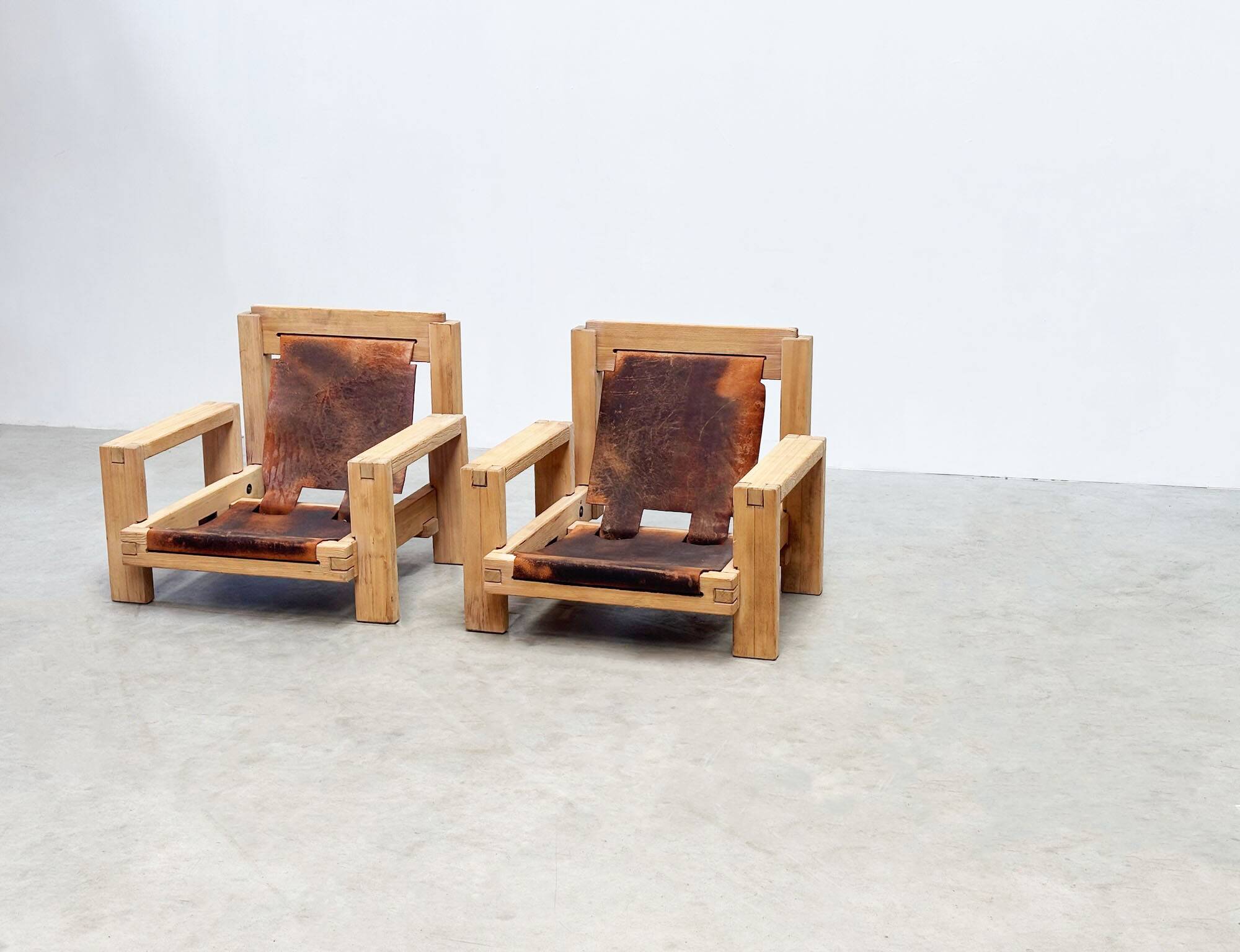 Set of two brutalist lounge chairs