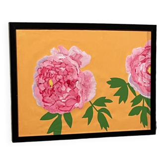 Peinture en gouache pivoines