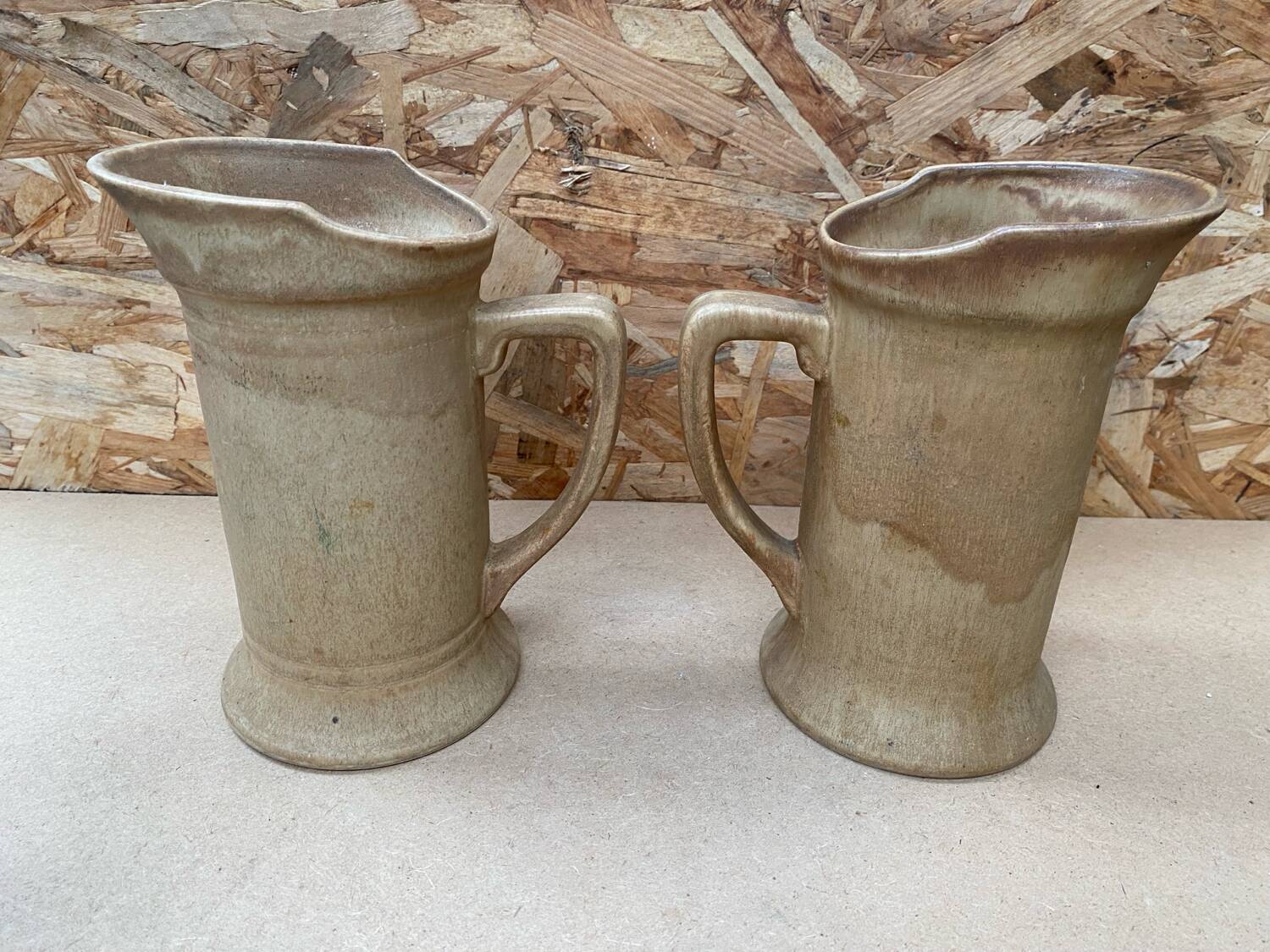Antique pitcher old stoneware beige vintage