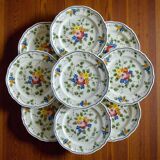 9 dessert plates from the Longchamp "Nemours" collection, hand-painted.