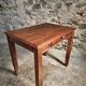 Vintage French walnut writing desk, 1950s Art Deco style, table with drawer, compact desk or side table
