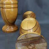 Pair of large Czechoslovakian wooden vases, mixed woods, 1960s