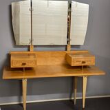 Vintage dressing table 1950 / 1960 with folding and removable mirror: convertible into an office