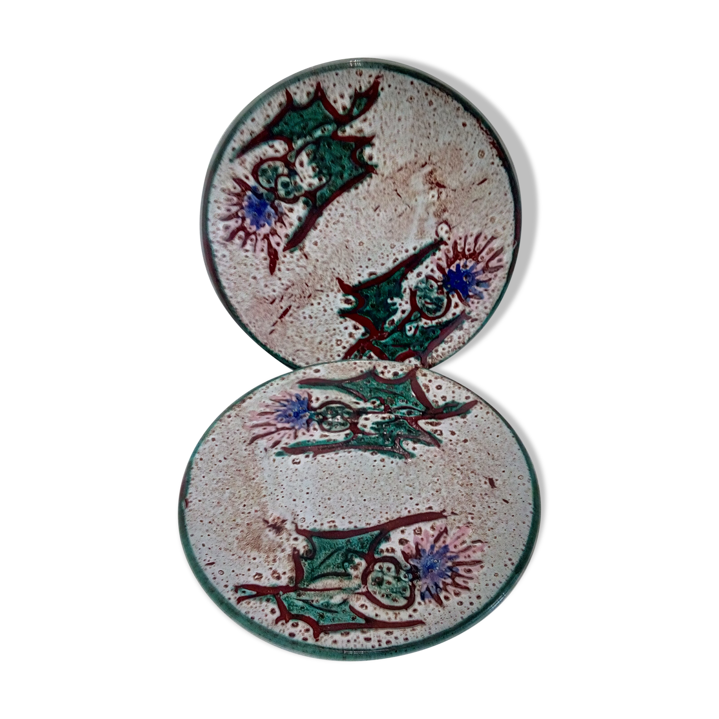 Duo d'assiettes coupelles chardons Vallauris