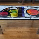 Belarti coffee table in volcanic lava ceramic with chrome legs Belgium 1960