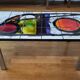 Belarti coffee table in volcanic lava ceramic with chrome legs, Belgium 1960.