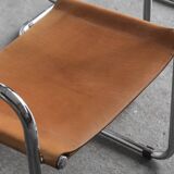 Set of 4 tubular dining chairs in Bauhaus style, in the manner of Marcel Breuer, 1970s