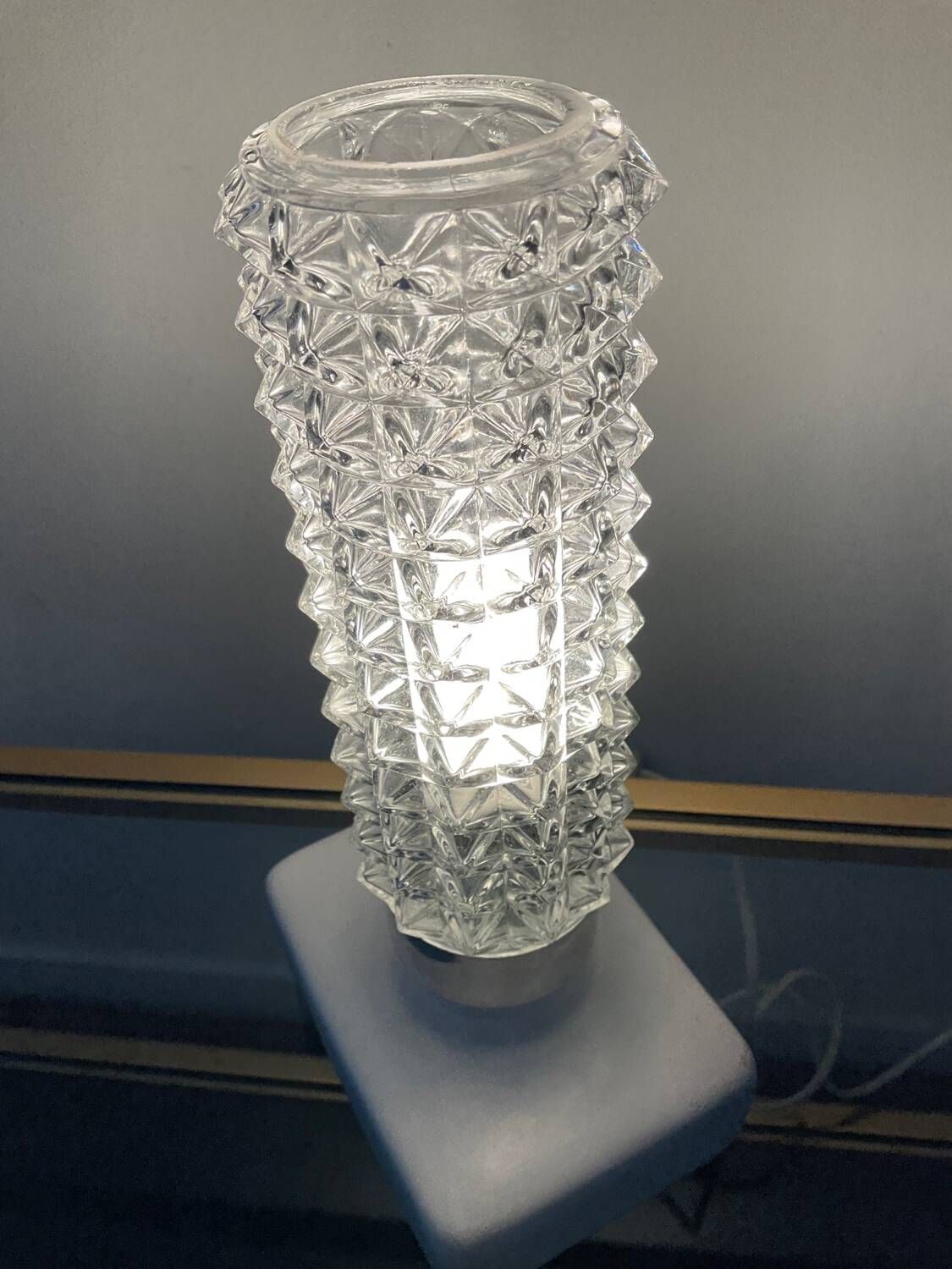 Vintage ceramic and glass lamp from the 70s