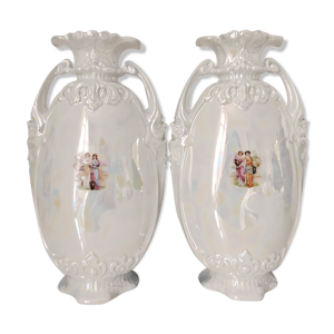 Paire de vases irisés victoria czechoslovakia