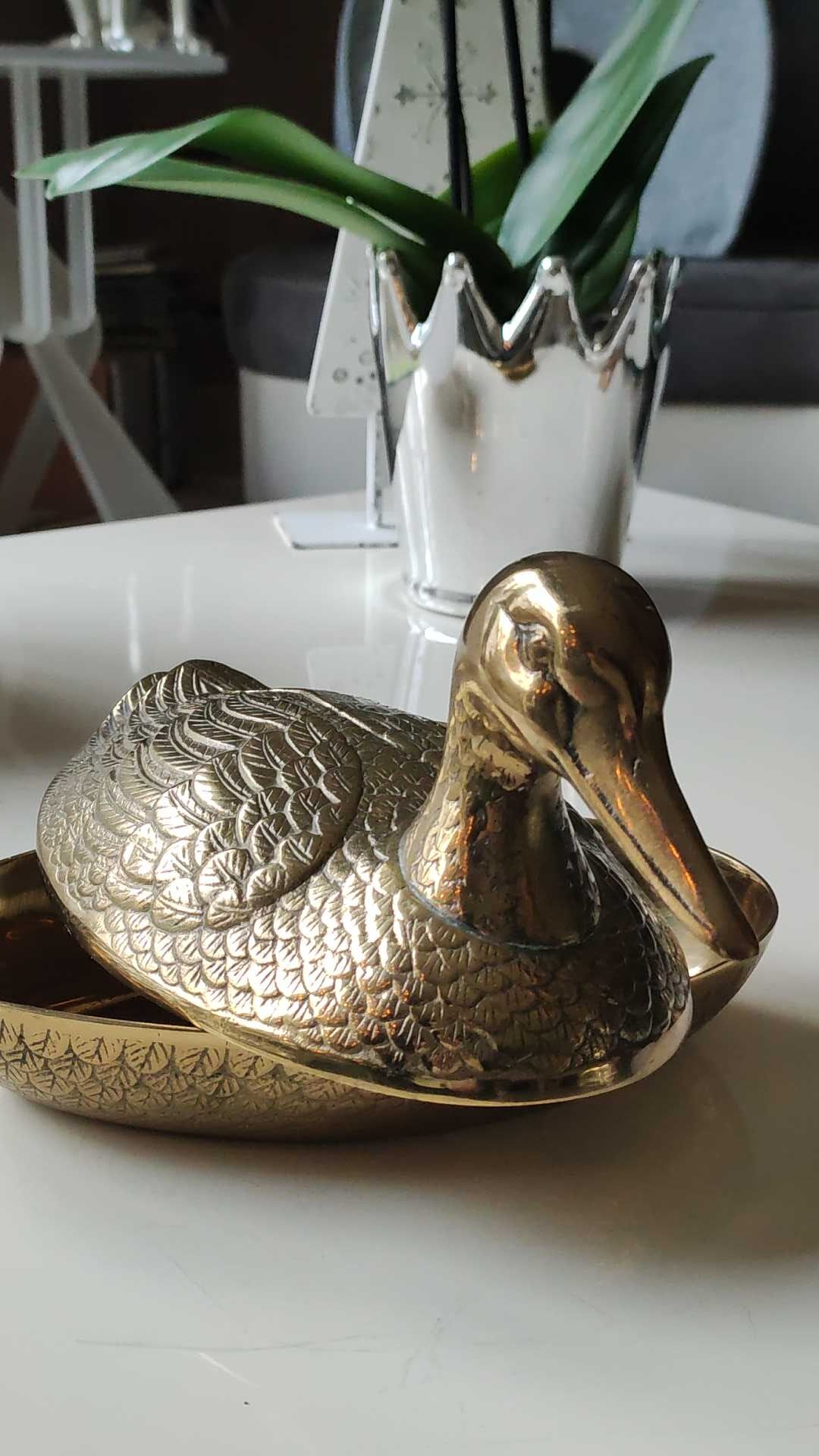 Void zoomorphic pocket in the shape of a mallard in solid brass - vintage model 70s