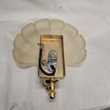 Pair of vintage pressed glass shell wall light