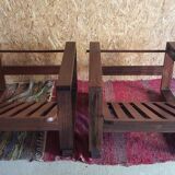 Pair of modernist Rio rosewood rack-and-pinion armchairs