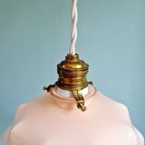 Art Deco pendant light in scalloped pink opaline, 1920-30