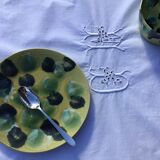 Tablecloth monogram MD square English embroidery