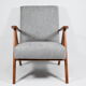 Vintage armchair Compas, 1960s, restored, grey fabric, teak