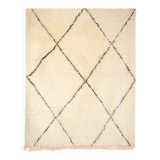 Berber beni ourain ecru rug with black diamonds 200 x 155 cm