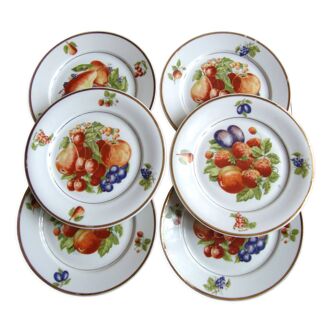 6 Fruit decorated plates Pillivyt France