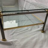 Glass and brass coffee table