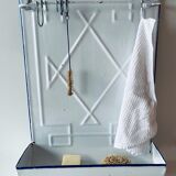 Old enamelled kitchen utensil display