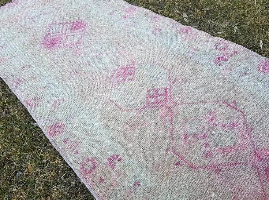 Vintage Turkish hallway rug 77x390 cm