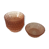 6 pink glass cups, vintage