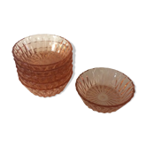 6 pink glass cups, vintage
