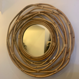 Miroir en rotin vintage