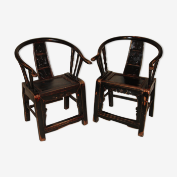 Paire de fauteuils chinois d'époque XVIII ème