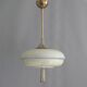 Art Deco rod pendant lamp with brass suspension and decorative glass shade